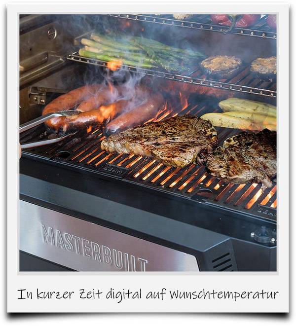 Großzügige grillfläche eines digitalen Holzkohlegrills