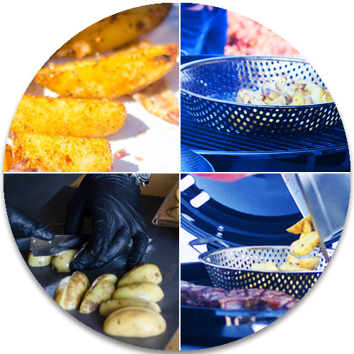 Kartoffelecken sind eine leckere Beilage zu gegrillten Rippchen