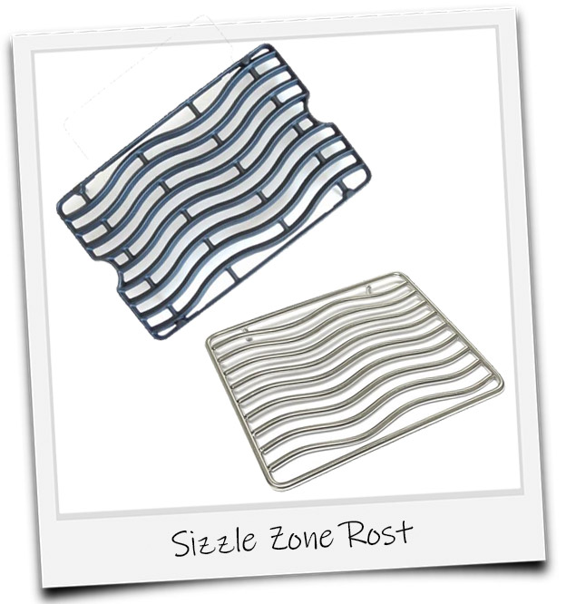 Bild eines Edelstahl- und gussrosts für die Sizzle zone